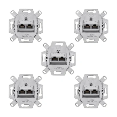 Abbildung von 5 x Rutenbeck UAE Cat. 6A iso Universal Anschlussdose/Datendose LAN 136104070, 2 fach RJ45, 10 Gbit/s, Unterputz, geschirmt