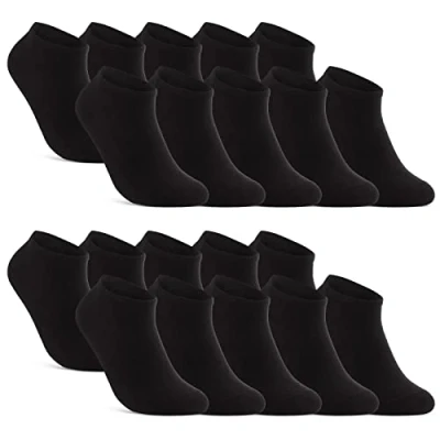Abbildung von sockenkauf24 Sneakersocken 10, 20, 30 Paar Sneaker Socken Damen &amp; Herren Schwarz Weiß Grau (Schwarz, 20 Paar, 35 38) Baumwolle 16900 WP