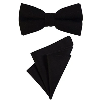 Abbildung von DonDon Fliege Schleife und Einstecktuch aus Baumwolle (Packung, 2 St) bereits gebunden, Tweed Look, 2er Set