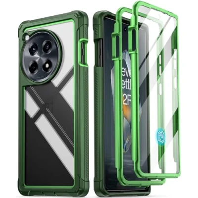 Abbildung von POETIC Guardian Hülle Kompatibel mit OnePlus 12R 5G (2024), integrierter Displayschutz, funktioniert Fingerabdruck ID, Stoßfeste, Robuste, Transparente, Ganzkörper Hybrid Schutzhülle, Grün/Klar