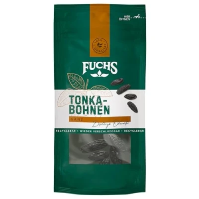 Abbildung von Fuchs Gewürze Tonkabohnen ganz Aus natürlichen Zutaten 10 g im wiederverschließbaren, recyclebaren Beutel