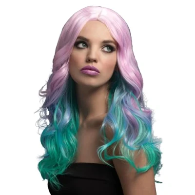 Abbildung von Smiffys Kostüm Perücke Beach Waves pastell für Fasching, Hochwertige Kunsthaar Perücken aus der Fever Wig Collection