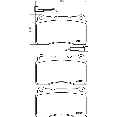 Abbildung von HELLA 8DB 355 018 361 Bremsbelagsatz mit integriertem Verschleißwarnkontakt ALFA ROMEO: 159 Sportwagon, Limousine, 156 VOLVO: V70 2