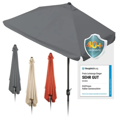 Abbildung von EASYmaxx Sonnenschirm rechteckig 230 x 140 253 cm für Balkon &amp; Terrasse passgenau Wände mit praktischer Handkurbel Sonnenschutz UV Schutz 40+ spendet Schatten