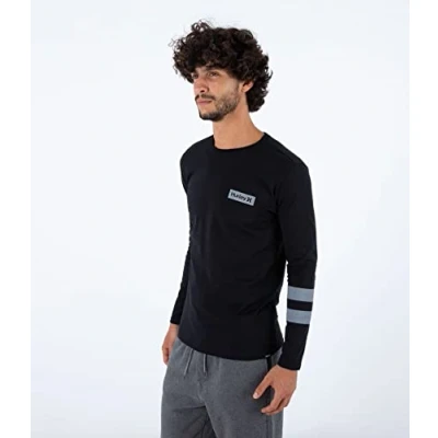 Abbildung von Hurley Oceancare Block Party Langarmshirt, Herren, Größe: XXL, Black