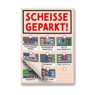 Abbildung von iSecur 1 Notizblock Scheiße geparkt! I 50 Blatt DIN A6 Rot Windschutzscheibe Auswahlmöglichkeiten kfz798
