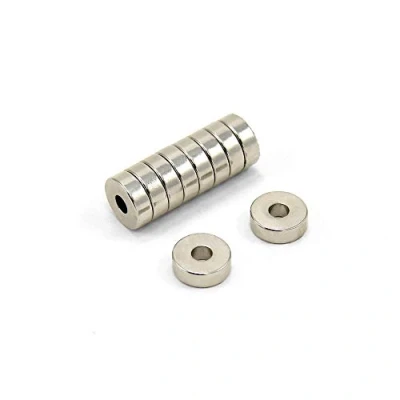 Abbildung von N42 Neodym Magnete 12mm O.D. x 4mm I.D. Dick 2,5kg Zug Pack von 10
