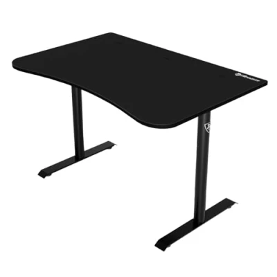 Abbildung von Arozzi Arena Fratello Curved Gaming and Office Desk with Full Surface Water Resistant Mat Custom Monitor Mount Cable Management Cut Outs Under The Netting Pure Black