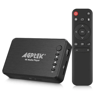 Abbildung von AGPTEK USB 2.0 1080P (1920 x 1080) HD Media Player RMVB MKV SD SDHC JPEG mit optischem Stereo L/R Audioausgang, IR Fernbedienung