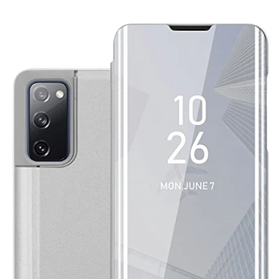 Abbildung von Cadorabo Hülle kompatibel mit Samsung Galaxy S20 FE Schutzhülle TPU Silikon Case 360 View Spiegel, Slim Kratzfest Weiche Gummi Rundumschutz Cover für in Silber