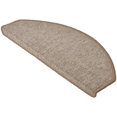 Abbildung von Beautissu XXL Treppenstufen Matten 65x28 cm 15 Stück Gängige Treppen Stufenmatten Selbstklebend Innen Treppenmatten Stufenmatte Teppich Treppenteppich Stufenteppich Halbrund Sand ProStair