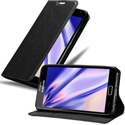Abbildung von Cadorabo Hülle kompatibel mit Samsung Galaxy Note 1 aus Premium Kunst Leder Flip Klappbare Stoßfeste Magnetische [Standfunktion] [Kartenfächern] Cover für Tasche in Schwarz