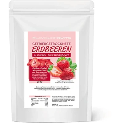 Abbildung von 250g gefriergetrocknete Erdbeeren getrocknet Erdbeerchips in Scheiben pure Frucht 100% Limfood