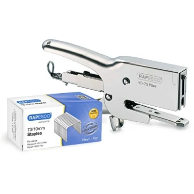 Abbildung von Rapesco 1305 Set HD 73 Heftzange, 70 Blatt Heftleistung, Chrom, &amp; 2000 Stück 73/12mm Heftklammern