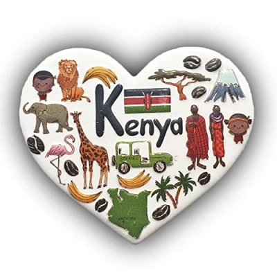 Abbildung von 3D Kenia Kühlschrankmagnet in Herzform, Touristen Souvenirs, Kunstharz, magnetische Aufkleber, Kühlschrankmagnet, Heim und Küchendekoration aus China (Kenia)