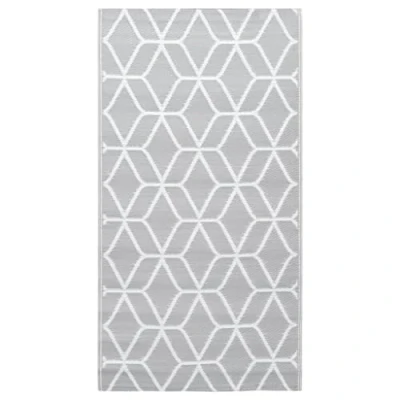 Abbildung von vidaXL Outdoor Teppich Zweischichtiger Jacquard Terrassenteppich Küchenteppich Außenteppich Indoor Terrasse Balkon Flur Küche Bad Grau 80x150cm PP