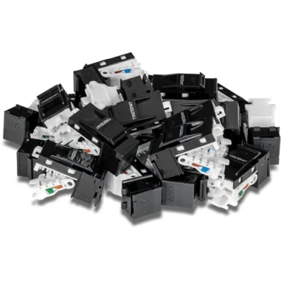 Abbildung von TRENDnet TC K25C6BK Cat6 Keystone Buchse, 25er Bundle, 90 Winkelabschluss, kompatibel mit Cat5 , Cat5e und Verkabelung, farbcodierte Beschriftung für T568B vergoldete Kontakte