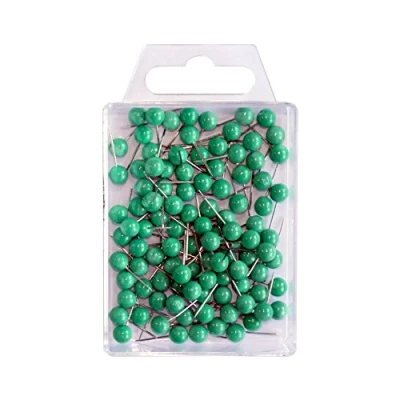 Abbildung von Wedo 56104 Markierungsnadeln Rundkopfnadeln, Nadellänge 16 mm, Kopfdurchmesser 6 100 Stück, Grün