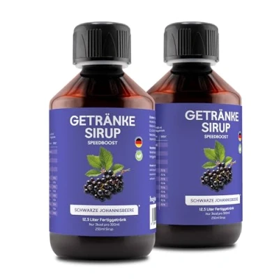Abbildung von hCGC® Immunsystem Sirup SpeedBoost 2x250ml Vegan, Zuckerfreies Getränkekonzentrat 12,5L Fertiggetränk Fruchtsirup Booster mit Vitaminen, Magnesium &amp; L Carnitin Schwarze Johannisbeere