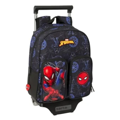 Abbildung von Safta Spiderman Attack Kinderrucksack mit Trolley 705, ideal für Kinder verschiedener Altersgruppen, bequem und vielseitig, Qualität Widerstandsfähigkeit, 27 x 10 33 cm, Schwarz, M, Casual