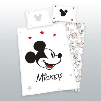 Abbildung von Herding Bettwäsche Mickey Mouse Disney, Kopfkissenbezug 40 x 60 cm Mit Wende Motiv, Bettbezug 100 135 cm, Reißverschluss, 100% Baumwolle