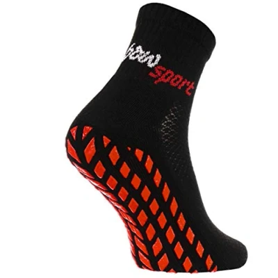 Abbildung von Rainbow Socks Neo ABS Sport Damen Herren Neon Sneaker Stopper Socken 1 Paar Schwarz Größen 39 41