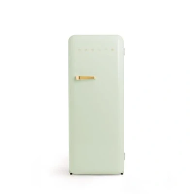 Abbildung von CREATE / RETRO FRIDGE 150 GOLD/Kühlschrank mit Gefrierfach 281L in Pastellgrün, Griff Gold 102W, niedriger Energieverbrauch, 150cm, 3 Ablagen, Temperaturregelung,60x60x150cm