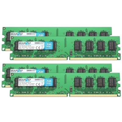 Abbildung von BRAINZAP 8GB DDR2 RAM DIMM PC2 5300U 2Rx8 667 MHz 1.8V CL5 Computer PC Arbeitsspeicher (4X 2GB)