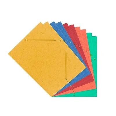 Abbildung von Interdruk Eckspanner A4 Farbig Pressboard Ordner Presspan Ordnungsmappe mit Gummiband Sortierte Farben 10 er Pack