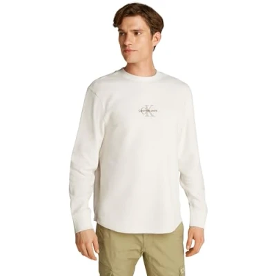 Abbildung von Calvin Klein Jeans Monologo TEE Langarmshirt, Herren, Größe: Medium, Ivory