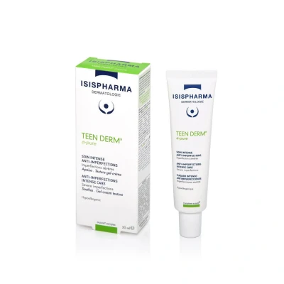 Abbildung von ISISPHARMA TEEN DERM α pure Pflege gegen schwere Infektionen Mischhaut bis fettige Haut Knöterich Extrakt, Salicylsäure, mit Avocadoöl Reinigt und beruhigt Frankreich.