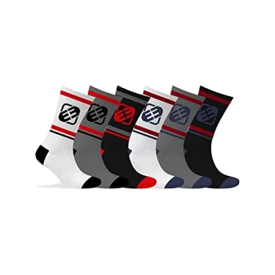 Abbildung von Sportsocken Herren Empfindliche Haut, Socken Herren, Atmungsaktiv (6er Pack), Schwarz/Grau/Weiß/Rot, 39/42