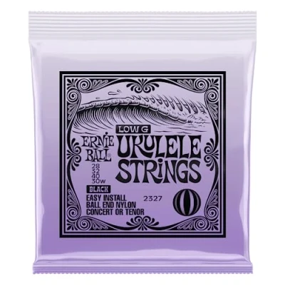 Abbildung von Ernie Ball Concert/Tenor Schwarze Ukulele Nylonsaiten und gewickelte G Saite mit Kugelenden