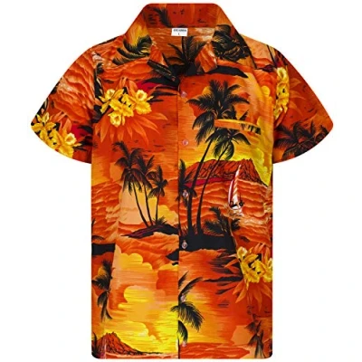 Abbildung von King Kameha Funky Hawaii Hemd, Herren, Kurzarm, Surf, Orange, M