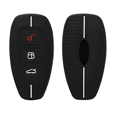 Abbildung von kwmobile Autoschlüssel Schutzhülle kompatibel mit Ford 3 Tasten Keyless Go Hülle Schlüsselhülle aus Silikon in Schwarz Grau