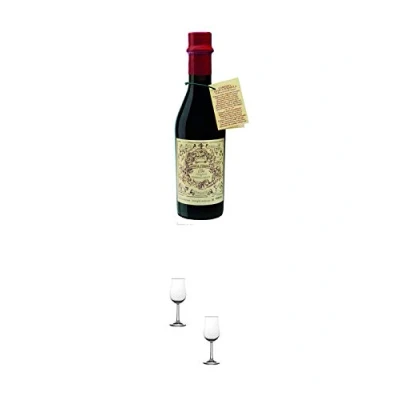 Abbildung von Antica Formula Bitter aus Italien 0,375 Liter + Nosing Gläser Kelchglas Bugatti mit Eichstrich 2cl und 4cl 2 Stück
