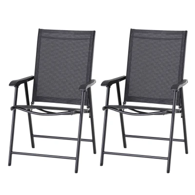 Abbildung von Klappstuhl mit Armlehne 2er Set Campingstuhl Angelstuhl Metall Schwarz 58 x 64 94 cm