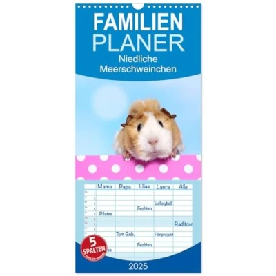 Abbildung von Familienplaner 2025 Niedliche Meerschweinchen mit 5 Spalten (Wandkalender, 21 cm x 45 cm), CALVENDO