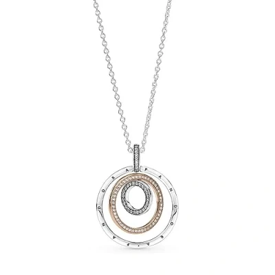 Abbildung von Pandora Twotone Circles Halskette, Damen, Größe: 60, Sterling silver and rose gold plated