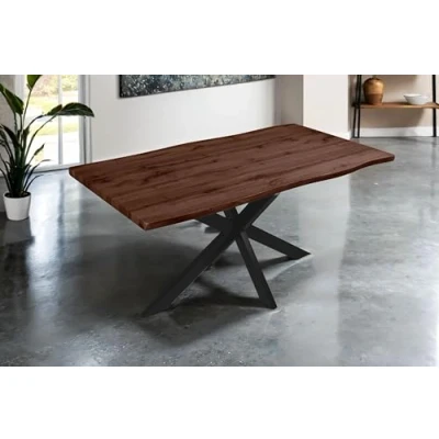 Abbildung von Loreno® Esstisch Josy, Eichenholz, Baumkante, MDF Platte, Metallgestell