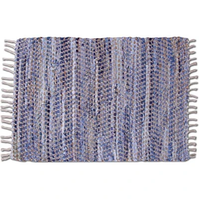 Abbildung von Bestlivings Flickenteppich Rund 90 x 150 cm aus handgewebter Baumwolle in Jeans Bone viele Variationen