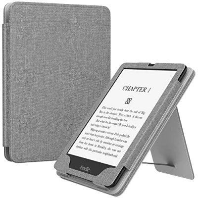 Abbildung von MoKo Hülle Kompatibel mit Kindle Paperwhite 11. Generation 2021, Slim PU Tablet Schutzhülle Auto Schlaf/Aufwach Handschlaufe für 6,8 Zoll, Signature Edition, Grau