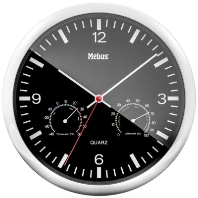 Abbildung von Mebus Wanduhr 56731 Quarz 25 cm x 4 Silber
