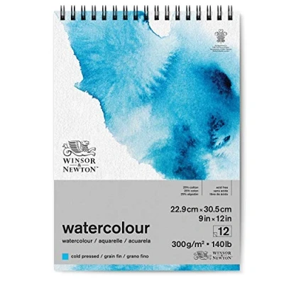 Abbildung von Winsor &amp; Newton 6662582 Classic Aquarellpapier in Spiralbindung 12 Blatt 22,9 x 31cm, 300g/m², kaltgepresstes, leicht texturiertes weißes Papier archivierbarer Qualität, gilbbeständig