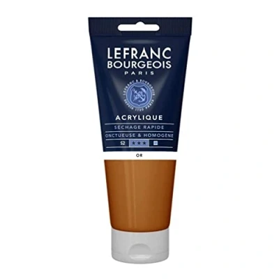 Abbildung von Lefranc Bourgeois 300366 Fine Acrylfarbe Gold, 200ml Tube, cremige auf Wasserbasis, schnell trocknend, lichtecht, wasserfest