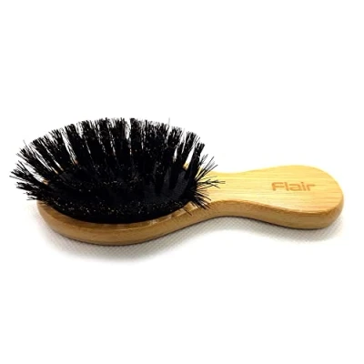 Abbildung von Flair Brush 100 % reine kleine Wildschweinborsten, weiche Haarbürste, Mini Bambusgriff