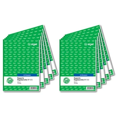 Abbildung von SIGEL RP510/10 Rapport / Regiebericht A5, 100 Blatt, 10er Pack, incl. Blaupapier, mikroperforiert