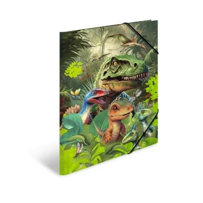 Abbildung von HERMA 19576 Sammelmappe A3 Dino World, Kinder Eckspanner Mappe aus Pappe mit Innendruck &amp; Gummizug, stabile Einschlagmappe Karton für Jungen Mädchen