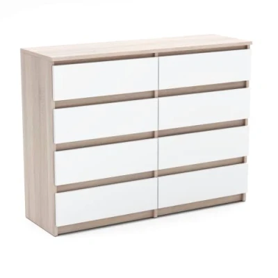 Abbildung von MRBLS Kommode mit 8 Schubladen Sideboard Schubladenschrank Kleiderschrank Modern Möbel für Ihr Schlafzimmer (Sonoma Weiß Matt) 120 x 92,5 33,5 cm (B/H/T)