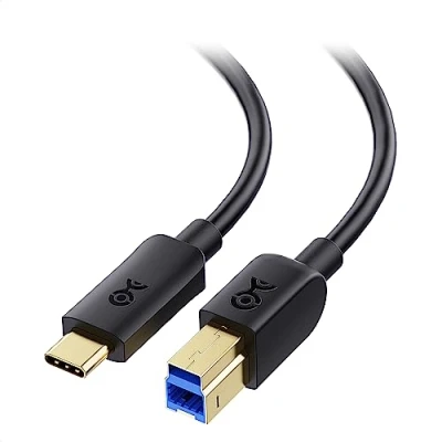 Abbildung von Cable Matters USB B auf C Kabel 1m (USB 3.0 Kabel, 3 Cable) in Schwarz 1 Meter